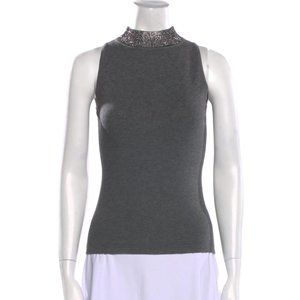 MILLY Mock Neck Sleeveless Top